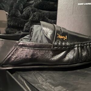 Saint Laurent Shiny Black Leather Loafers